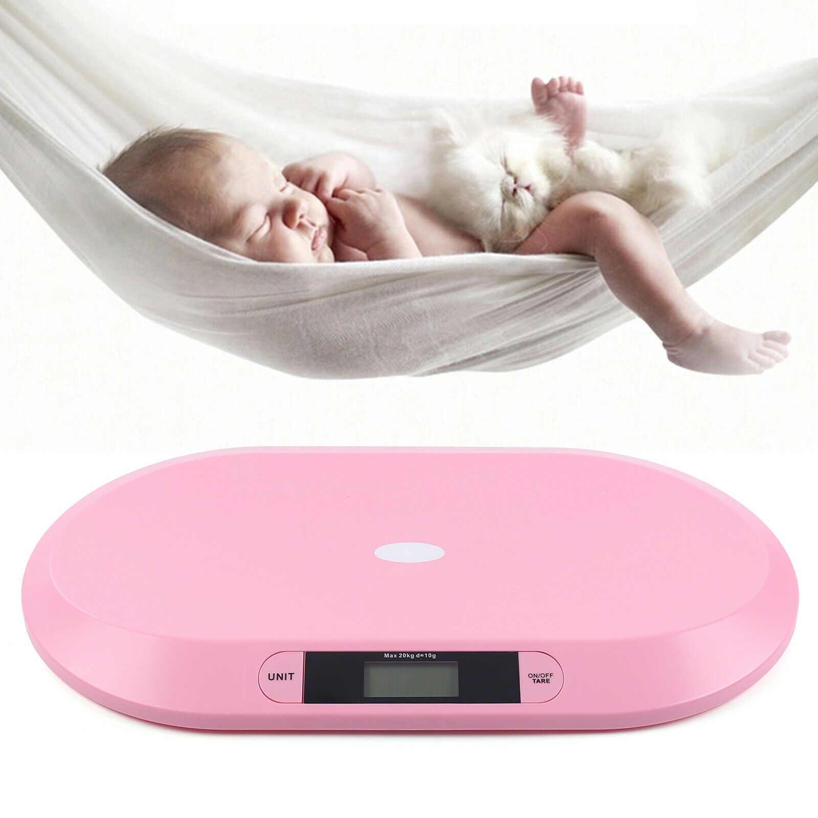 20kg/44lb Digital Baby Scale LCD Electronic Pet Infant Weighing Scale w/ Towel