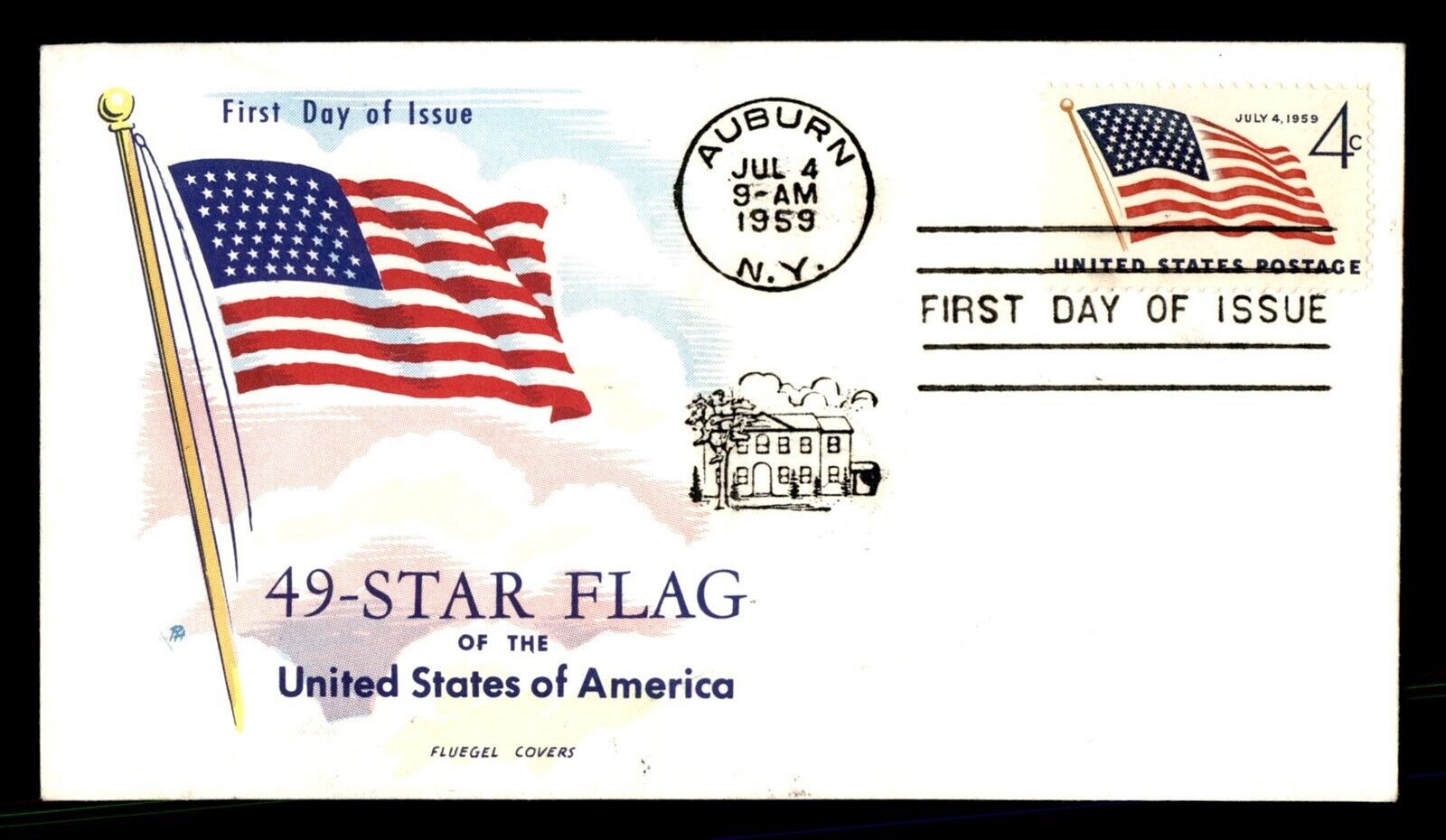 Mayfairstamps Us Fdc 1959 New York 49 Star Flag 4th Of July Fluegel First Day Co