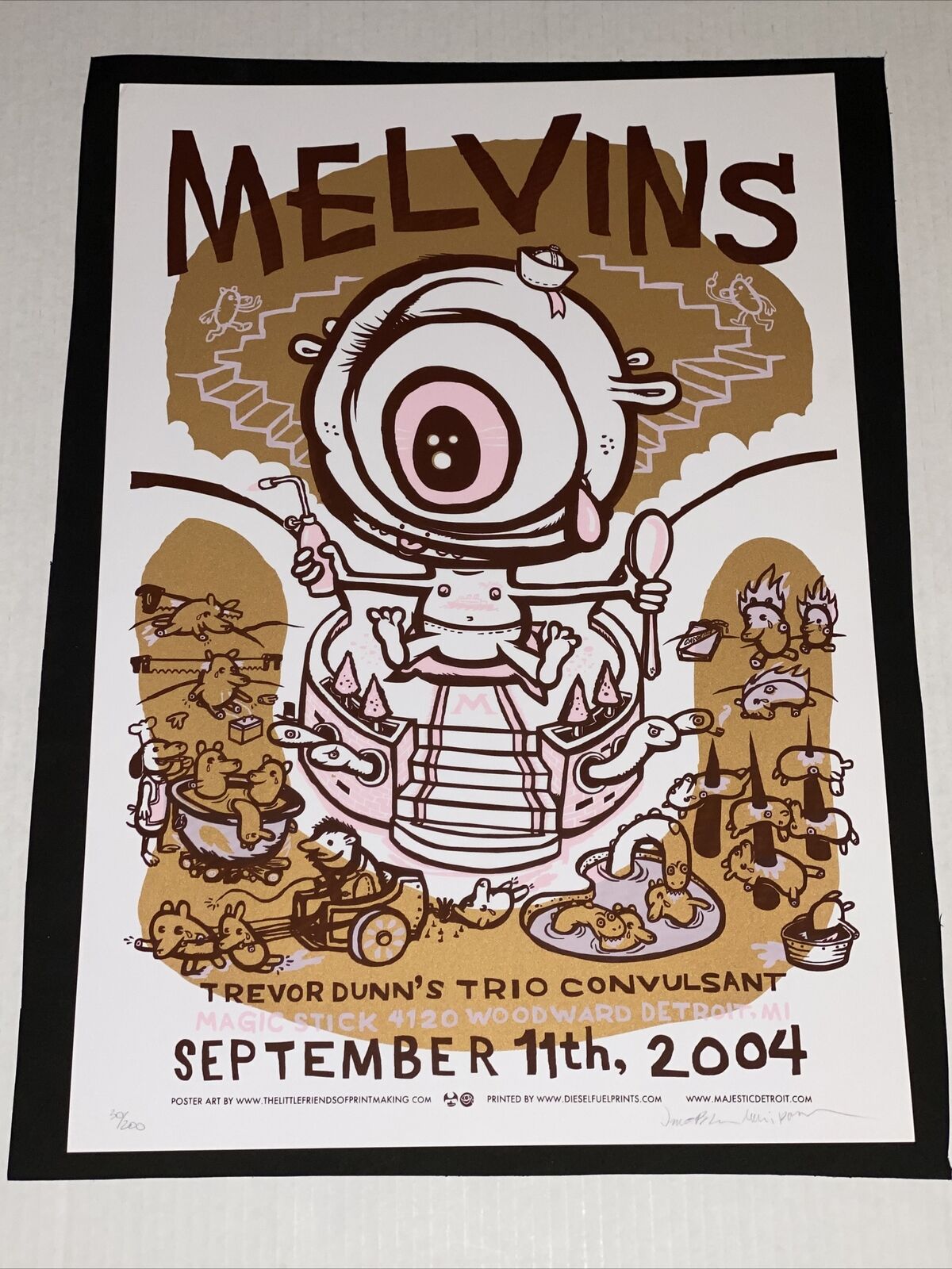Melvins Magic Stick Detroit 2004 Original Concert Poster Signed 30/200