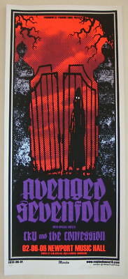 2006 Avenged Sevenfold - Columbus Silkscreen Concert Poster S/n By Mike Martin