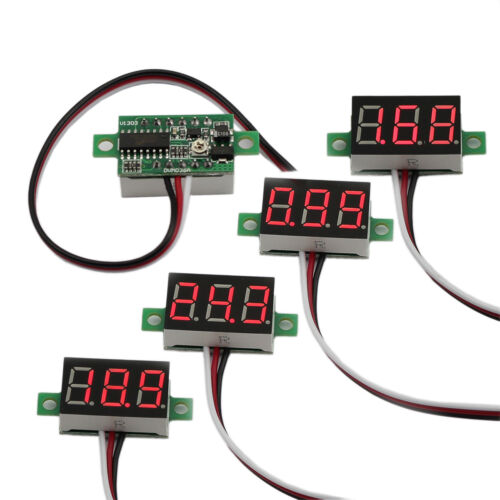 5x Mini Dc 0-30v Red Led 3-digital Display Voltage Voltmeter Panel Calibratable