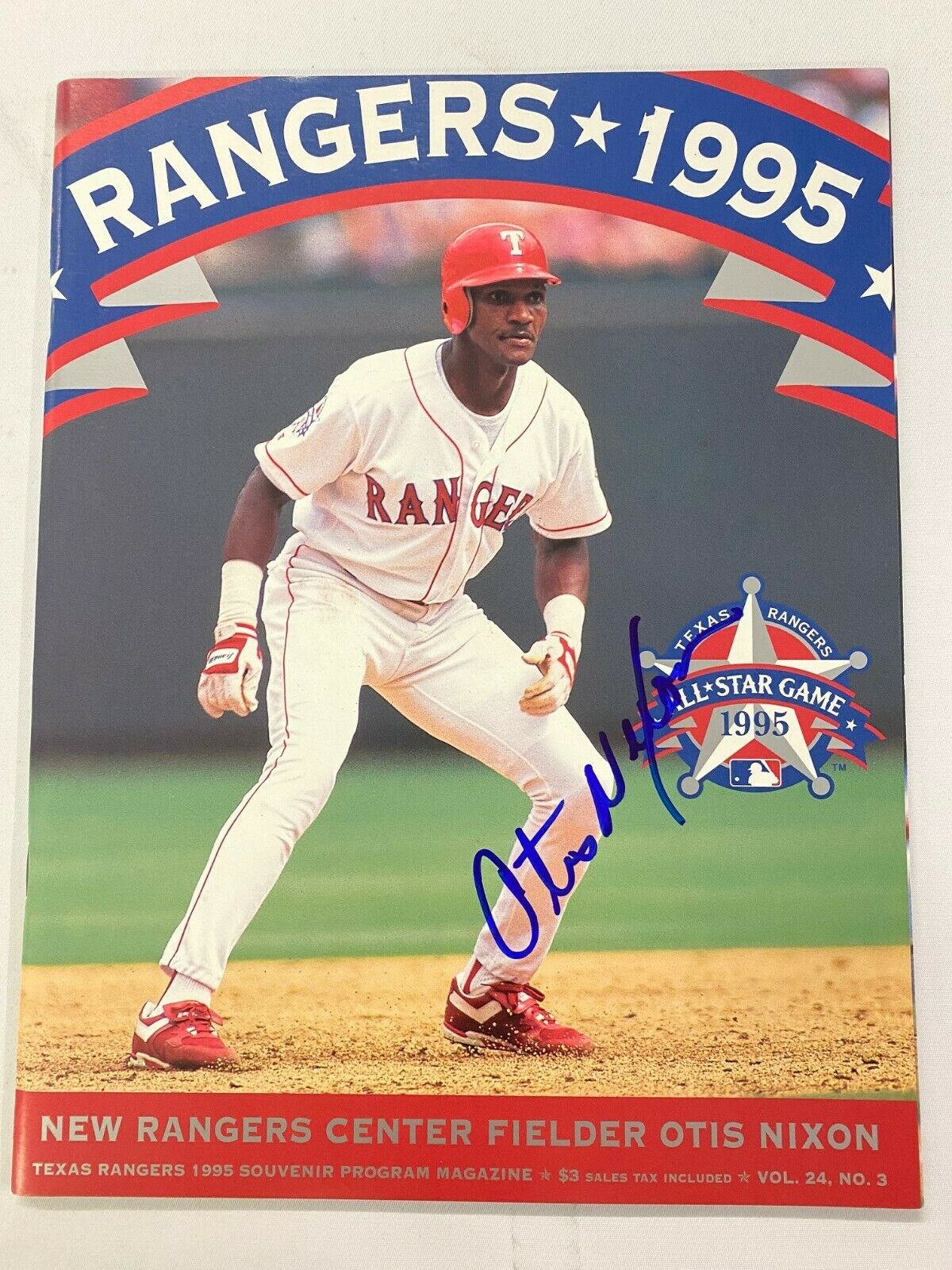 Otis Nixon Autographed Texas Rangers Program 1995