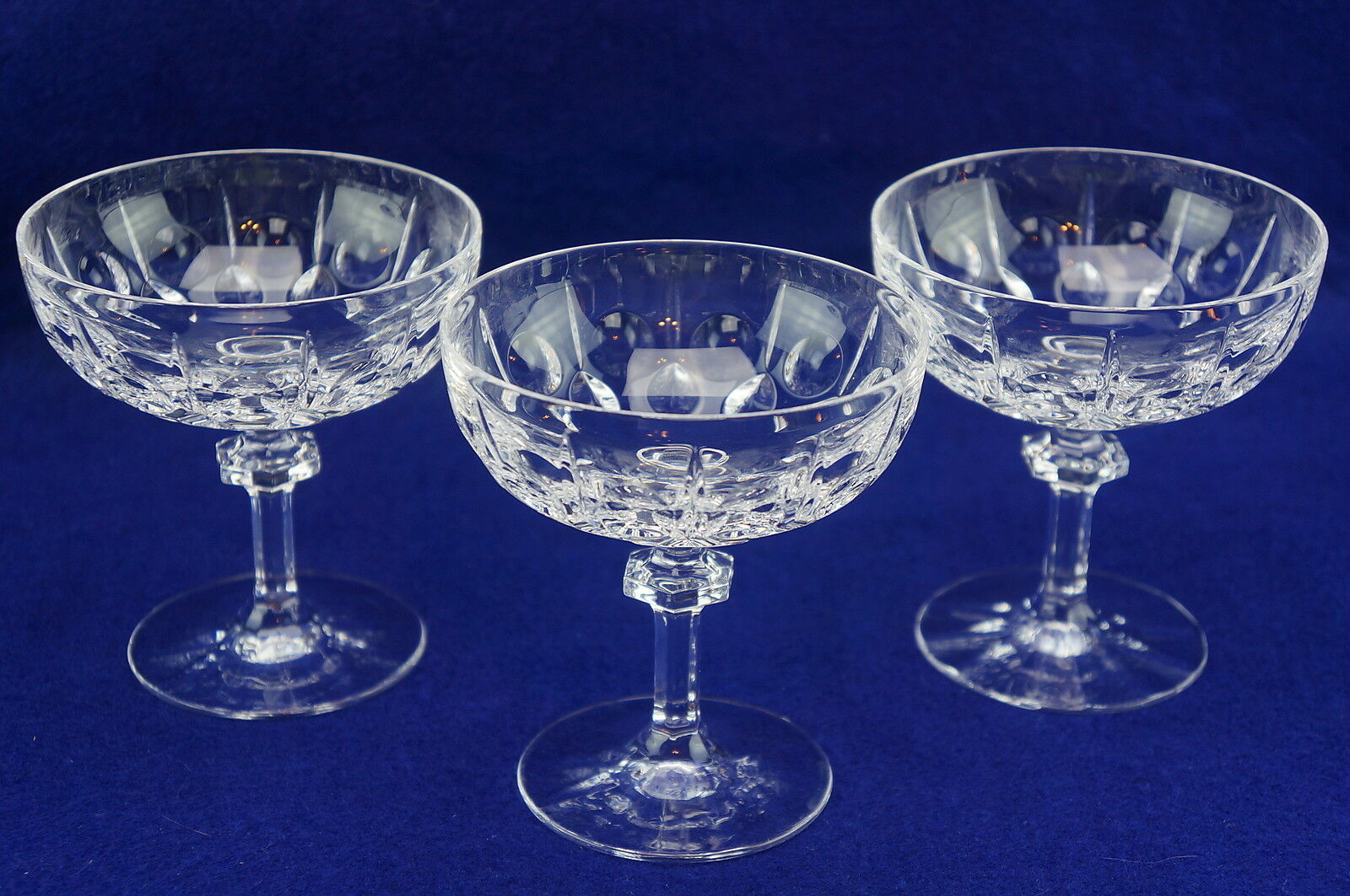 Gorham Aspen Crystal Set Of (3) Champagne / Sherbet Glasses, 4 5/8
