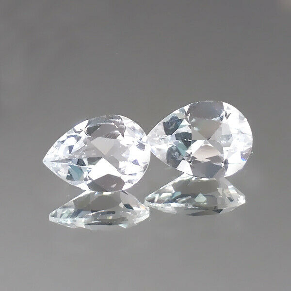 1.64cts 8x6mm Pretty Pear Pair Colorless White Natural Morganite Loose Gemstones
