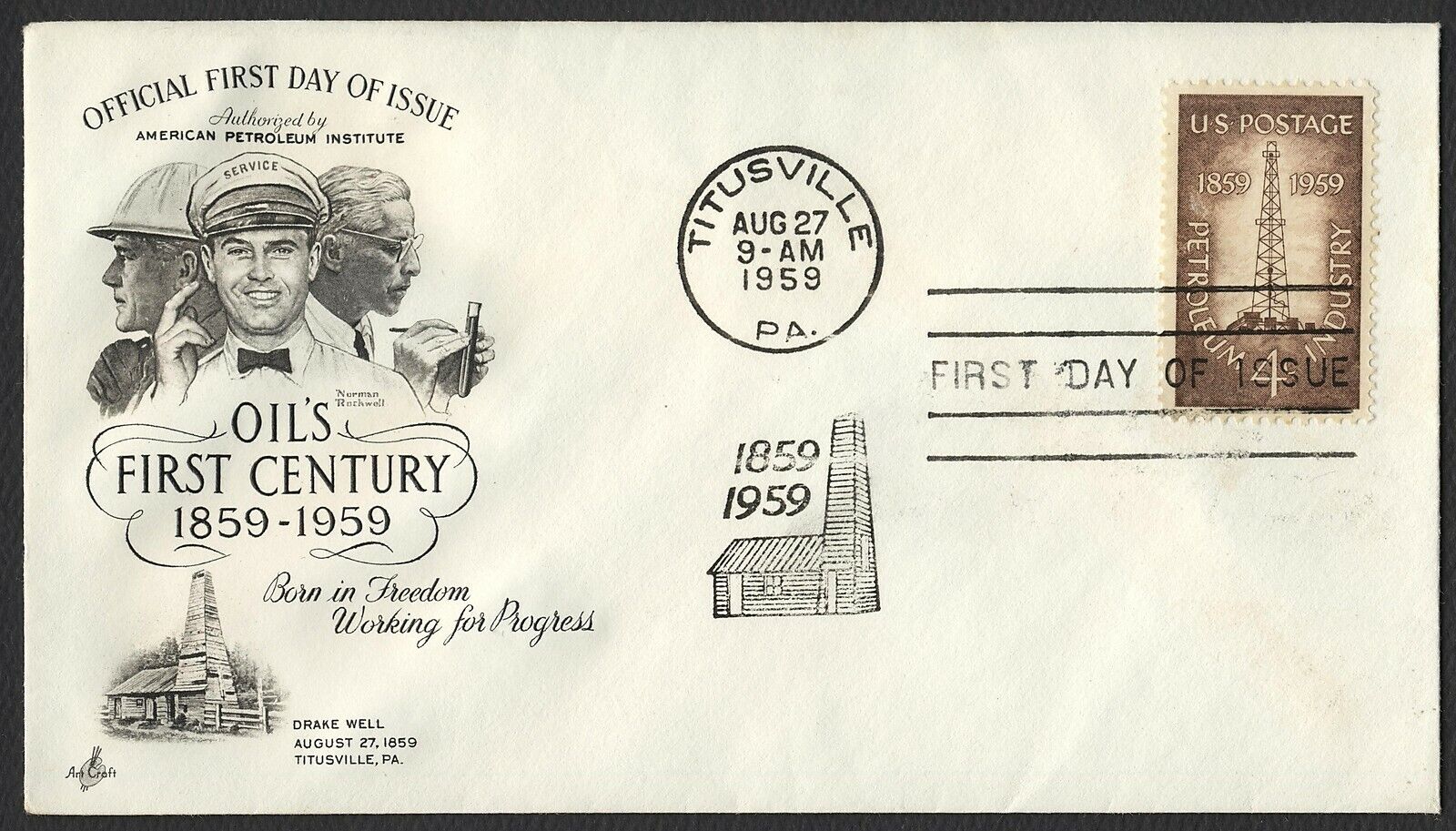 #1134 4c Petroleum Industry, Art Craft-Addressed FDC **ANY 5=FREE SHIPPING**