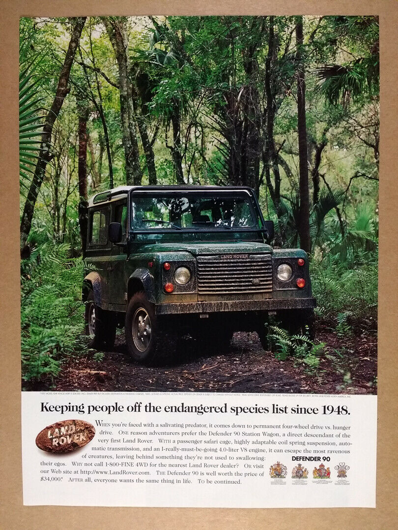 1997 Land Rover Defender 90 Station Wagon Vintage Print Ad