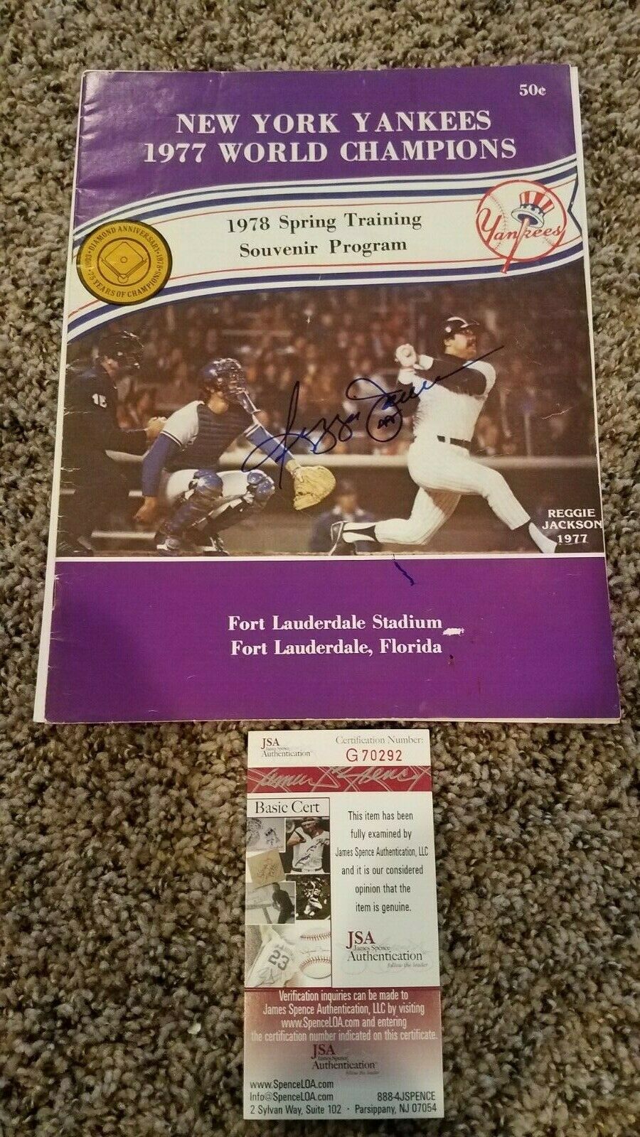 Reggie Jackson Autographed Yankees 1978 Spring Training Souvenir Program-jsa Coa