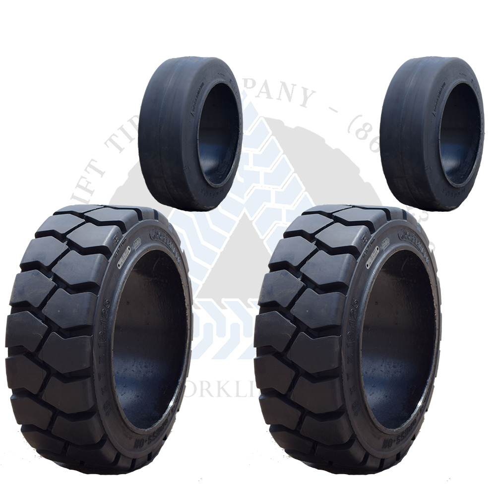 18x7x12-1/8 | 15x5x11-1/4 Cushion Solid Forklift Tires | Mix 4x Deal