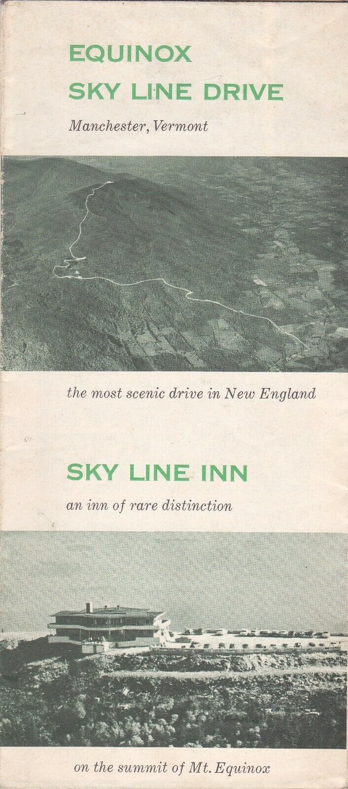 1950's Equinox Sky Line Drive & Sky Line Inn Manchester Vermont Brochure
